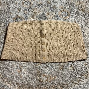 Forever 21 Cream Cable Knit Button-Front Tube Top